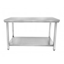 Table en inox alimentaire centrale, pieds carrés, H 850 mm
