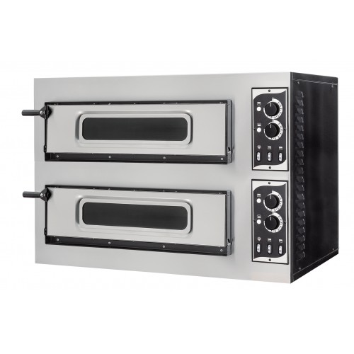 Four à pizza éléctrique mécanique, inox, Basic 2/50 GLASS 4 thermostats Four à pizza éléctrique mécanique, inox, Basic 2/50 GLASS 4 thermostats