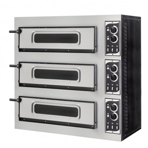 Four à pizza éléctrique mécanique, inox, Basic 3/50 GLASS - 6 thermostats Four à pizza éléctrique mécanique, inox, Basic 3/50 GLASS - 6 thermostats