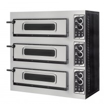 Four à pizza éléctrique mécanique, inox, Basic 3/50 GLASS - 6 thermostats