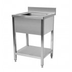 Plonge démontable en inox, avec dosseret, 1 bac, H 950 mm