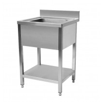 Plonge démontable en inox, avec dosseret, 1 bac, H 950 mm