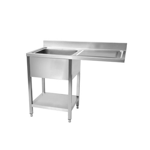 Plonge démontable lave-vaiselle avec étagère, pieds carrées, inox insonorisée, L 1400 x P 600 mm, 1 bac, 1 égouttoir Plonge démontable lave-vaiselle avec étagère, pieds carrées, inox insonorisée, L 1400 x P 600 mm, 1 bac, 1 égouttoir