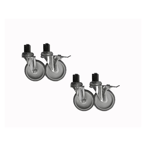 Roulettes ø100 mm chape zinguée (2 avec freins, 2 sans frein) pour tables Roulettes ø100 mm chape zinguée (2 avec freins, 2 sans frein) pour tables