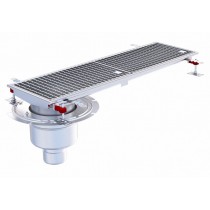 Siphon téléscopique Epur HygieneFirst avec grilles inox, 1000 x 270 mm, sortie verticale en bout, Ø 110 mm