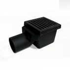 Siphon monolithique Netsol Fonte carré, 200 x 200 mm, sortie horizontale, Ø 100 mm