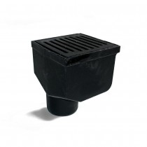 Siphon monolithique Netsol Fonte carré, 200 x 200 mm, sortie verticale, Ø 100 mm