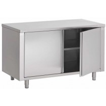 Table-armoire adossée, portes coulissantes, inox 304, L 1000 x P 600 x H 700 mm, sur mesure