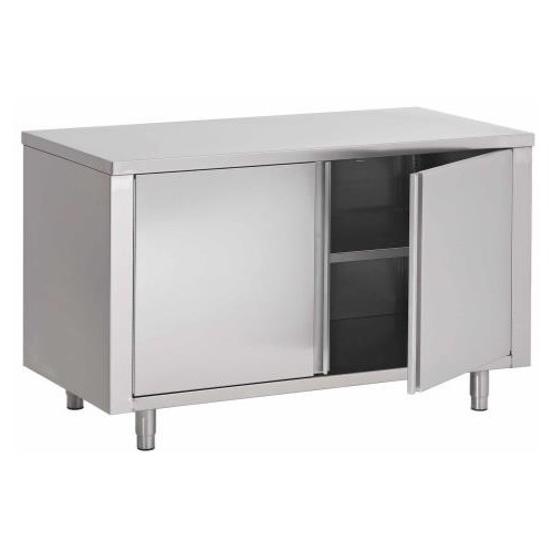 Table-armoire a portes battantes, inox AISI 430, L 700 x P 600 mm Table-armoire a portes battantes, inox AISI 430, L 700 x P 600 mm