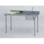 Table du chef sur-mesure avec robinet à dosseret + étagère largeur 700 mm avec bac à doitre