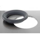 Trou vide-déchet bords tombés Ø 250 mm + collerette caoutchouc - grise pour tables sur mesure