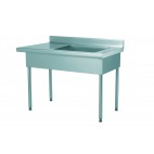 Table de déboîtage sur pieds, adossée, acier inoxydable, pour 2 bacs GN 1/1, L 1200 x P 700 x H 900 mm