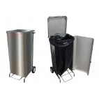 Porte-sacs mobile inox caréné 100 L à ouverture frontale