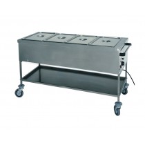Chariot bain marie professionnel à eau, en inox, 3 cuves GN1/1-150