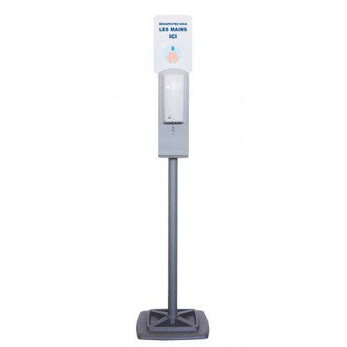 Distributeur automatique de gel sur pied, en acier peint, H 1710 mm Distributeur automatique de gel sur pied, en acier peint, H 1710 mm