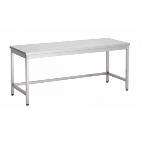 Table centrale sans tablette inferieure, Inox AISI 304, L 2000 x P 600 mm Table centrale sans tablette inferieure, Inox AISI 304, L 2000 x P 600 mm