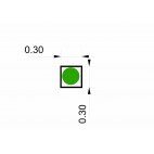 Caniveau à grille caillebotis, W300 L 300 mm, AISI 304, sortie verticale centrée, sur mesure