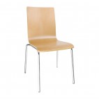 Chaise dossier carré, couleur naturelle, lot de 4, empilable
