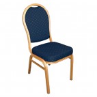 Chaise de banquet en aluminium, dossier arrondi, bleue, lot de 4