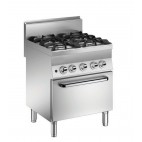 Fourneau 4 feux vifs gaz sur four gaz, Gamme 650, 23 Kw