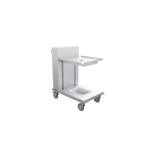 Chariot à verres à niveau constant avec bac de récupération plate-forme 510 x 510 mm Chariot à verres à niveau constant avec bac de récupération plate-forme 510 x 510 mm