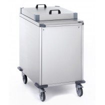 Chariot à plateaux à niveau constant, en acier inoxydable, avec habillage et couvercle inox, plate-forme 560 x 400 mm