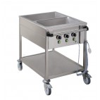 Chariot bain marie professionnel, acier inoxydable, 2 cuves GN1/1-200 mm