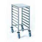 Chariot à glissière gastronorme, en acier inoxydable, avec tablette, H 900 mm