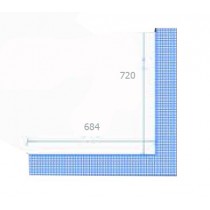 Caniveau MODUL 125 à grille caillebotis, en L, AISI 304, sortie horizontale, L 1404 x P 125 x H 50/65 mm, sur mesure