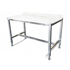 Tables de découpe confor'table dessus poly, réglables par pédales, adossée, prof 600 mm