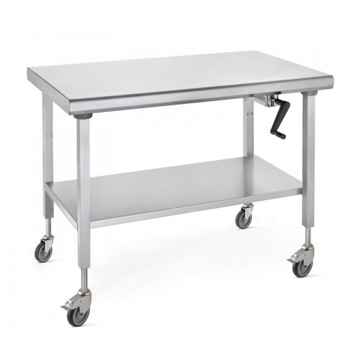 Plan de travail central sur roues avec étagère acier inoxydable hauteur réglable Plan de travail central sur roues avec étagère acier inoxydable hauteur réglable