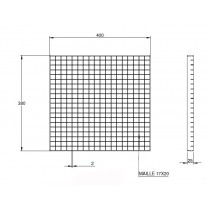 Couverture de caniveau en acier inox, EN 1.4301, 380 x 400 mm, maille d'ouverture 17 x 20