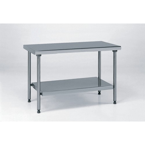 Table inox TS 15N démontable centrale + étagère sur mesure pieds ronds largeur 600 mm Table inox TS 15N démontable centrale + étagère sur mesure pieds ronds largeur 600 mm