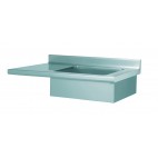Table de déboîtage suspendue, adossée, acier inoxydable, pour 3 bacs GN 1/1,