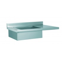 Table de déboîtage suspendue, adossée, acier inoxydable, pour 4 bacs GN 1/1