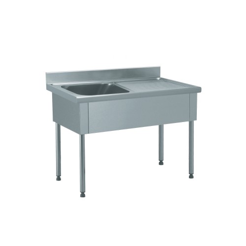 Plonge démontable sans étagère adossée 1 bac à gauche 1 égouttoir à droite L 1200 x l 600 x H 900 mm Plonge démontable sans étagère adossée 1 bac à gauche 1 égouttoir à droite L 1200 x l 600 x H 900 mm