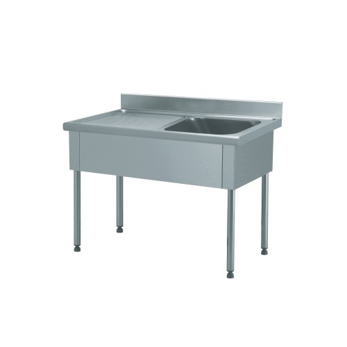 Plonge démontable sans étagère adossée 1 bac à droite 1 égouttoir à gauche L 1200 x l 600 x H 900 mm Plonge démontable sans étagère adossée 1 bac à droite 1 égouttoir à gauche L 1200 x l 600 x H 900 mm