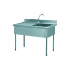 Plonge démontable, sans étagère, adossée, 1 bac à droite, 1 égouttoir à gauche, L 1200 x l 600 x H 900 mm