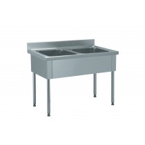 Plonge démontable, sans étagère, adossée, 2 bacs, L 1200 x l 600 x H 900 mm