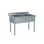 Plonge démontable, sans étagère, adossée, 2 bacs, L 1200 x l 600 x H 900 mm