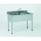 Plonge démontable, sans étagère, adossée, 2 bacs, L 1200 x l 600 x H 900 mm