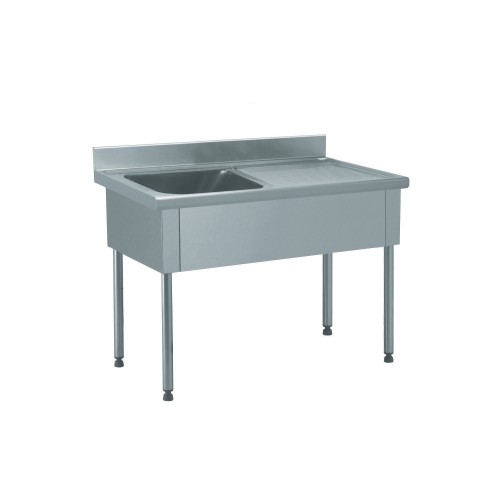 Plonge démontable sans étagère adossée 1 bac à gauche 1 égouttoir à droite L 1200 x l 700 x H 900 mm Plonge démontable sans étagère adossée 1 bac à gauche 1 égouttoir à droite L 1200 x l 700 x H 900 mm