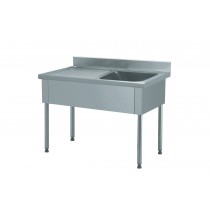 Plonge démontable, sans étagère, adossée, 1 bac à droite, 1 égouttoir à gauche, L 1200 x l 700 x H 900 mm