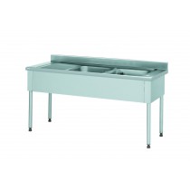 Plonge démontable, sans étagère, adossée, 2 bacs à droite, 1 égouttoir à gauche, L 1600 x l 700 x H 900 mm