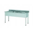 Plonge démontable, sans étagère, adossée, 2 bacs à droite, 1 égouttoir à gauche, L 1600 x l 700 x H 900 mm
