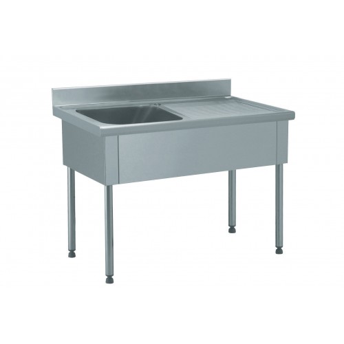 Plonge démontable sans étagère adossée 1 bac à gauche 1 égouttoir à droite L 1400 x l 700 x H 900 mm Plonge démontable sans étagère adossée 1 bac à gauche 1 égouttoir à droite L 1400 x l 700 x H 900 mm