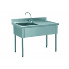 Plonge démontable, sans étagère, adossée, 1 bac à gauche, 1 égouttoir à droite, L 1400 x l 700 x H 900 mm