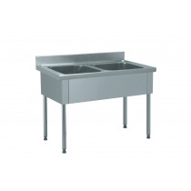Plonge démontable, sans étagère, adossée, 2 bacs, L 1400 x l 700 x H 900 mm