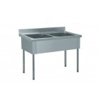 Plonge démontable, sans étagère, adossée, 2 bacs, L 1400 x l 700 x H 900 mm