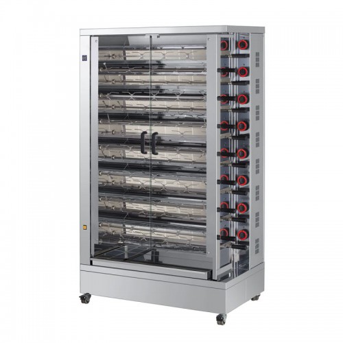 Rôtissoire a broche double ligne, électrique simple, 15 broches, modèle 15 DOBLE EKO-E, 75/90 poulets